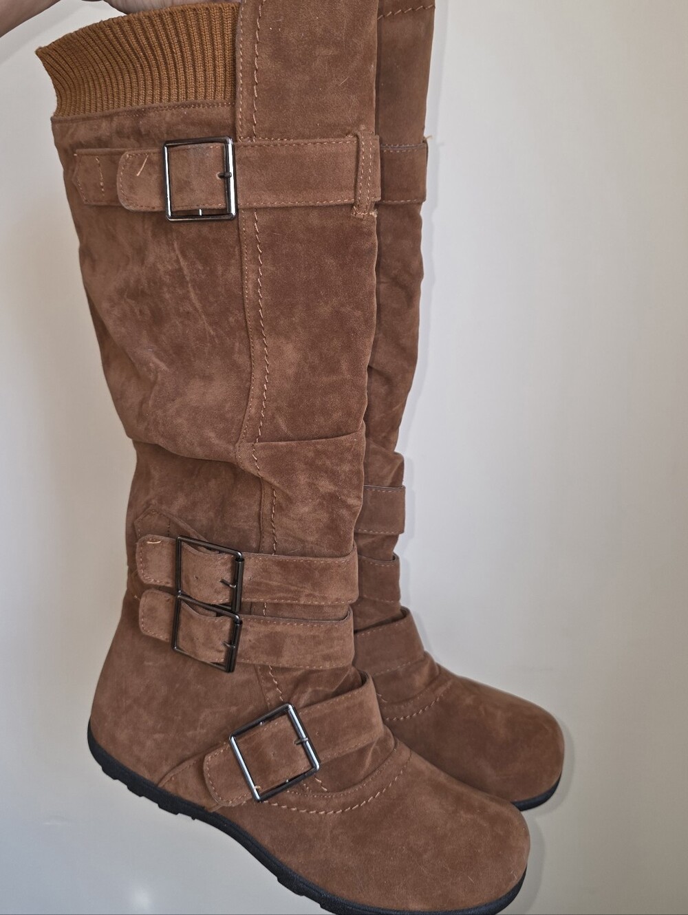 ☆Anna Brown Suede Boots with Buckle Straps☆ - Picture 3 of 8